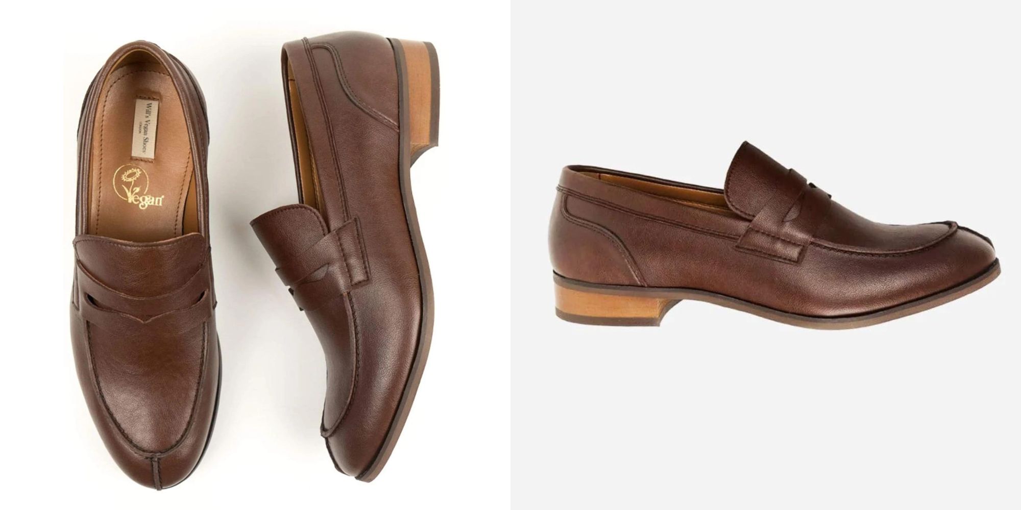 A brown pair of men's vegan leather loafers by Will's Vegan Store.