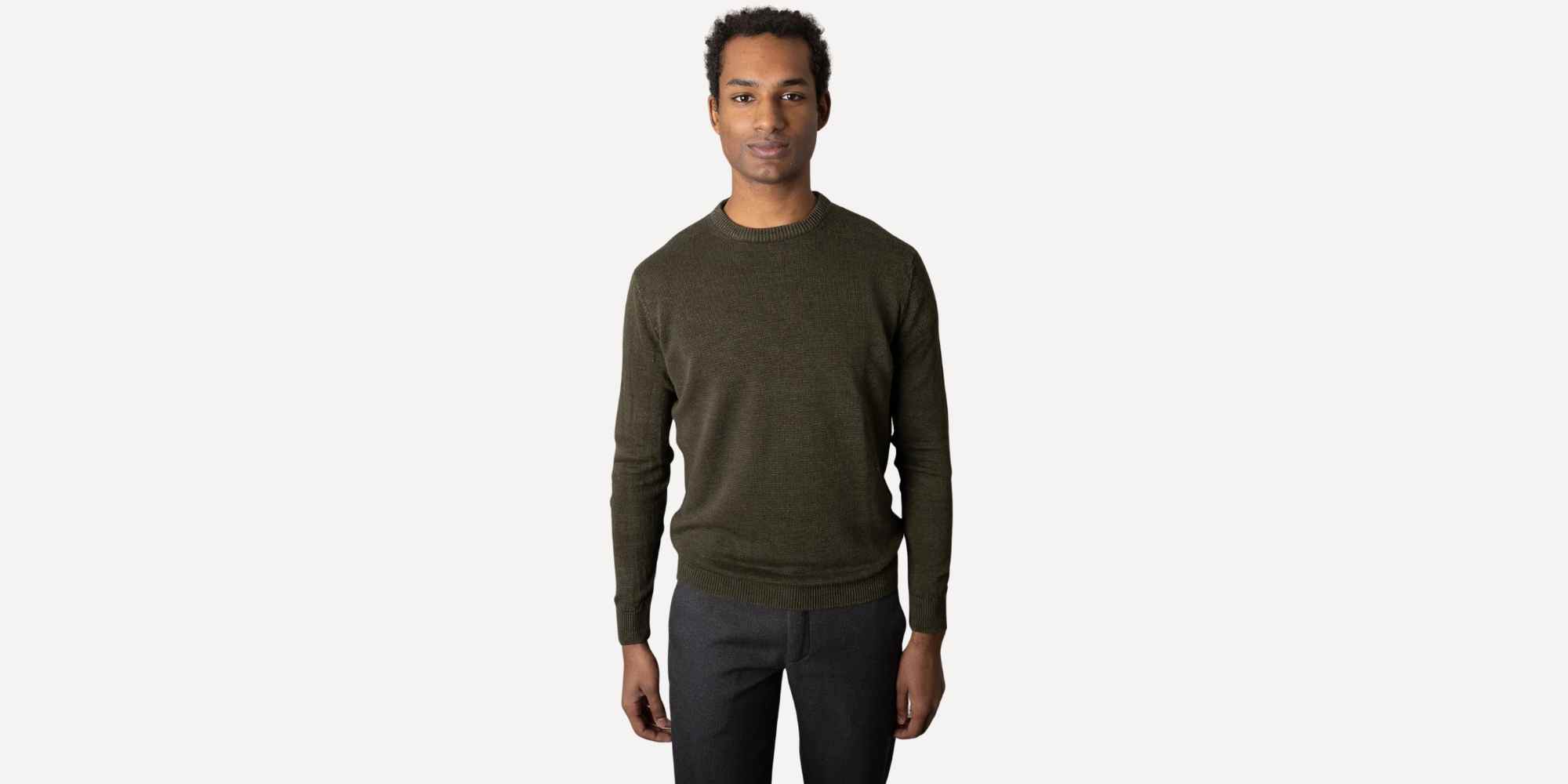 person wearing hemp sweater from opera campi