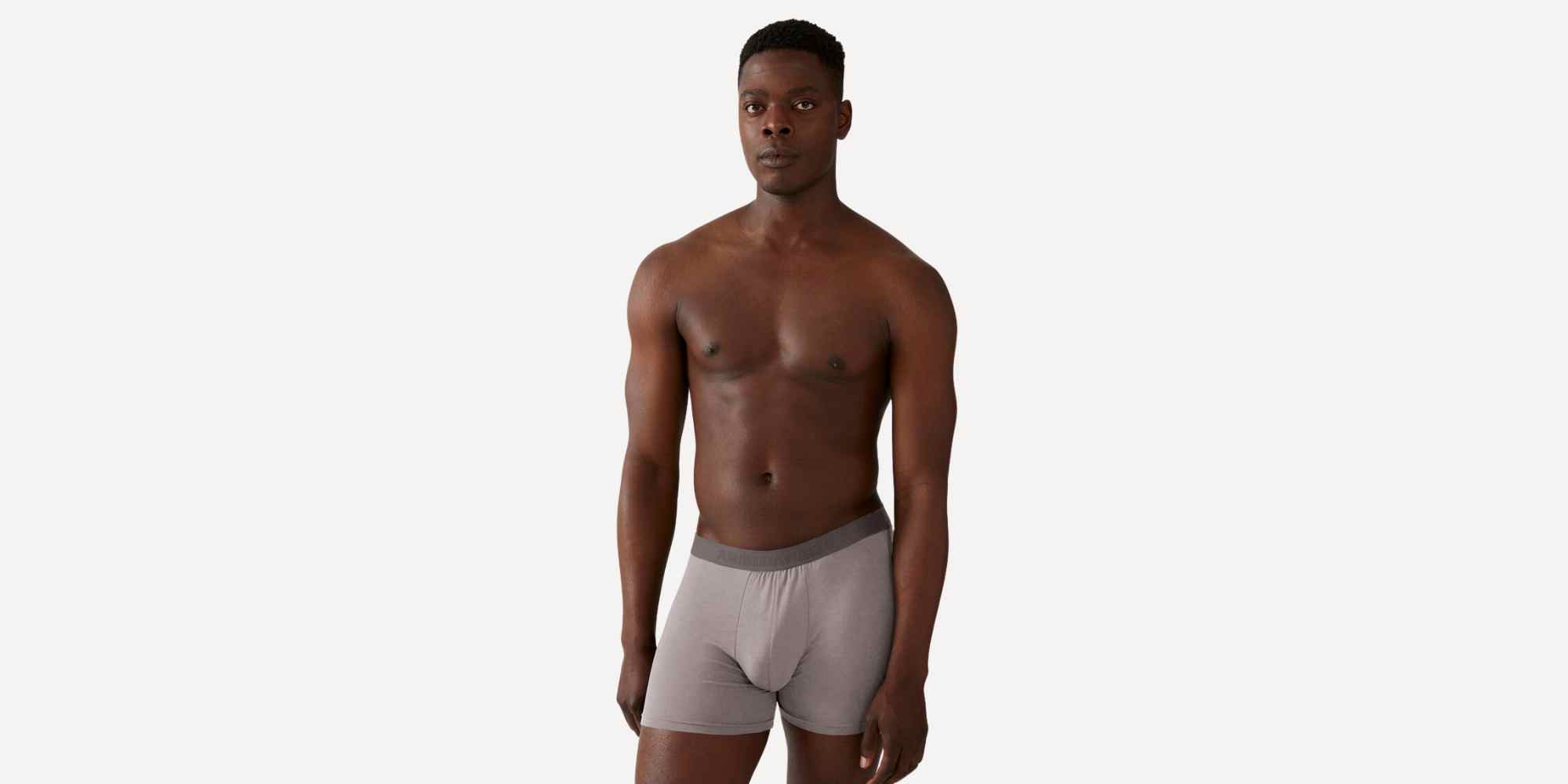 person wearing taupe boxer briefs