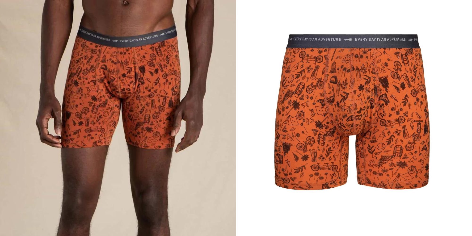 Orange with black sketch print TENCEL Lyocell boxers by Toad&Co.