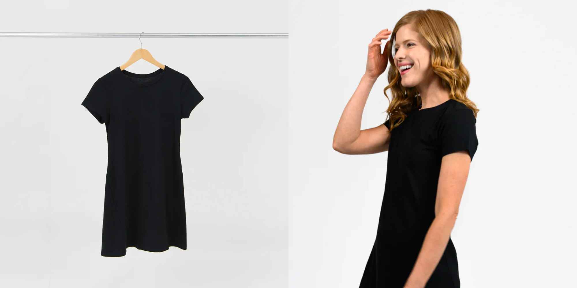 Black vegan t-shirt dress from Pareto