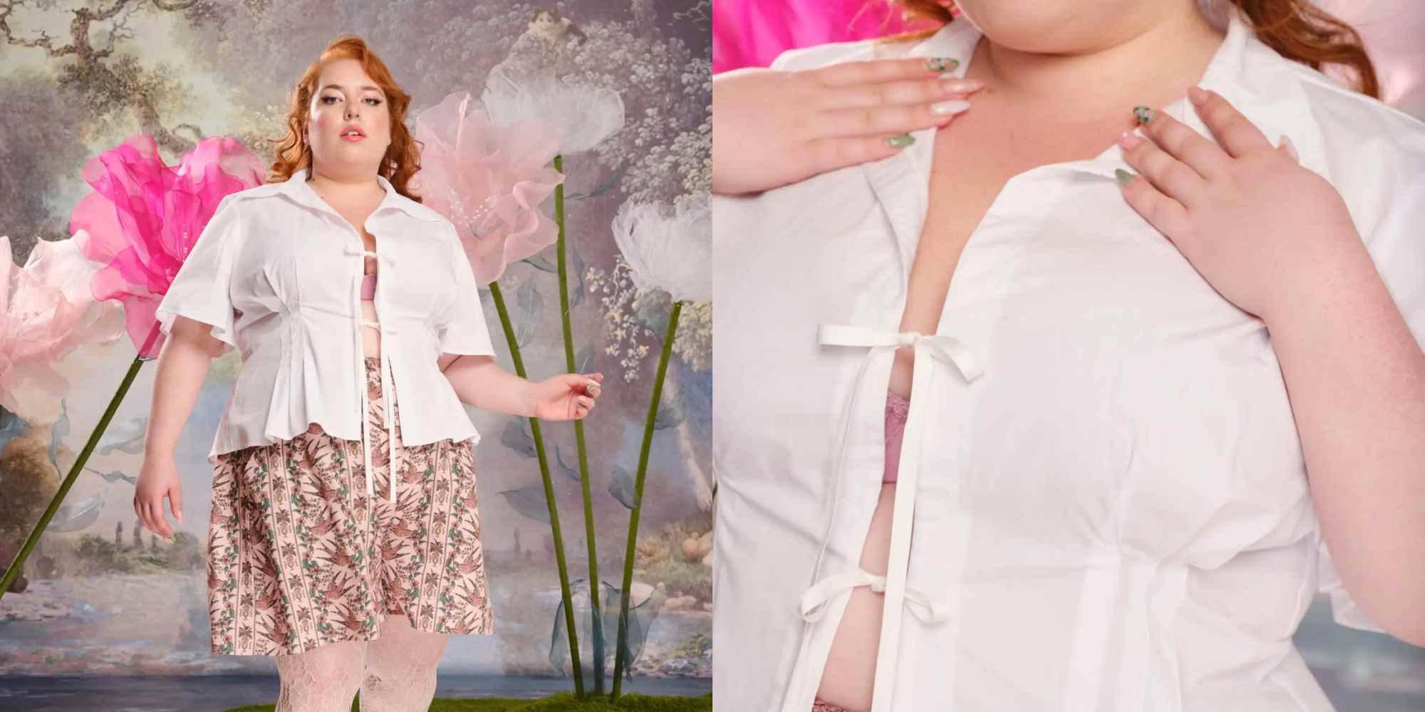 Model wearing white shirt from LOUDBODIES