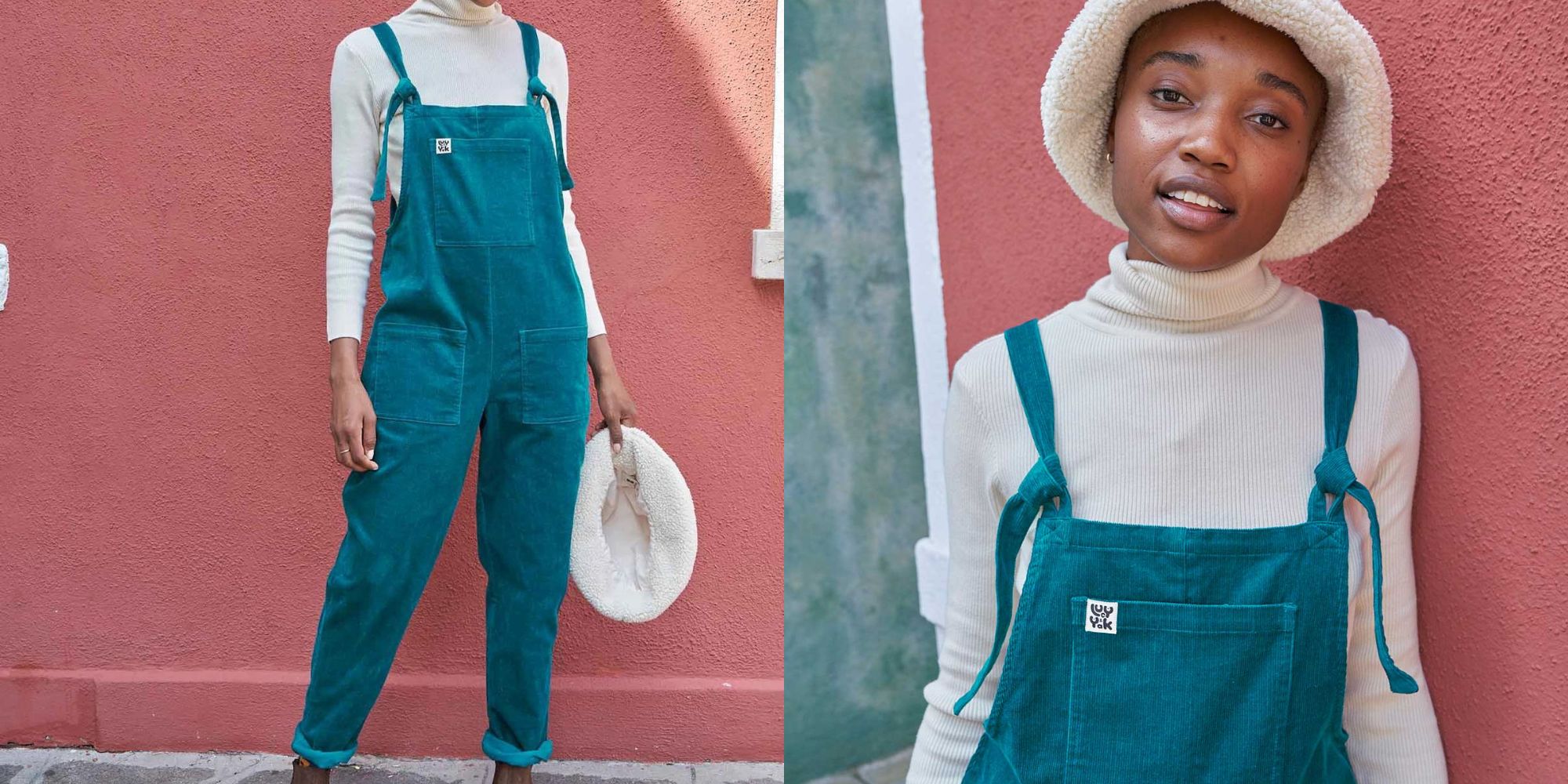 Teal corduroy overalls by Lucy&Yak.