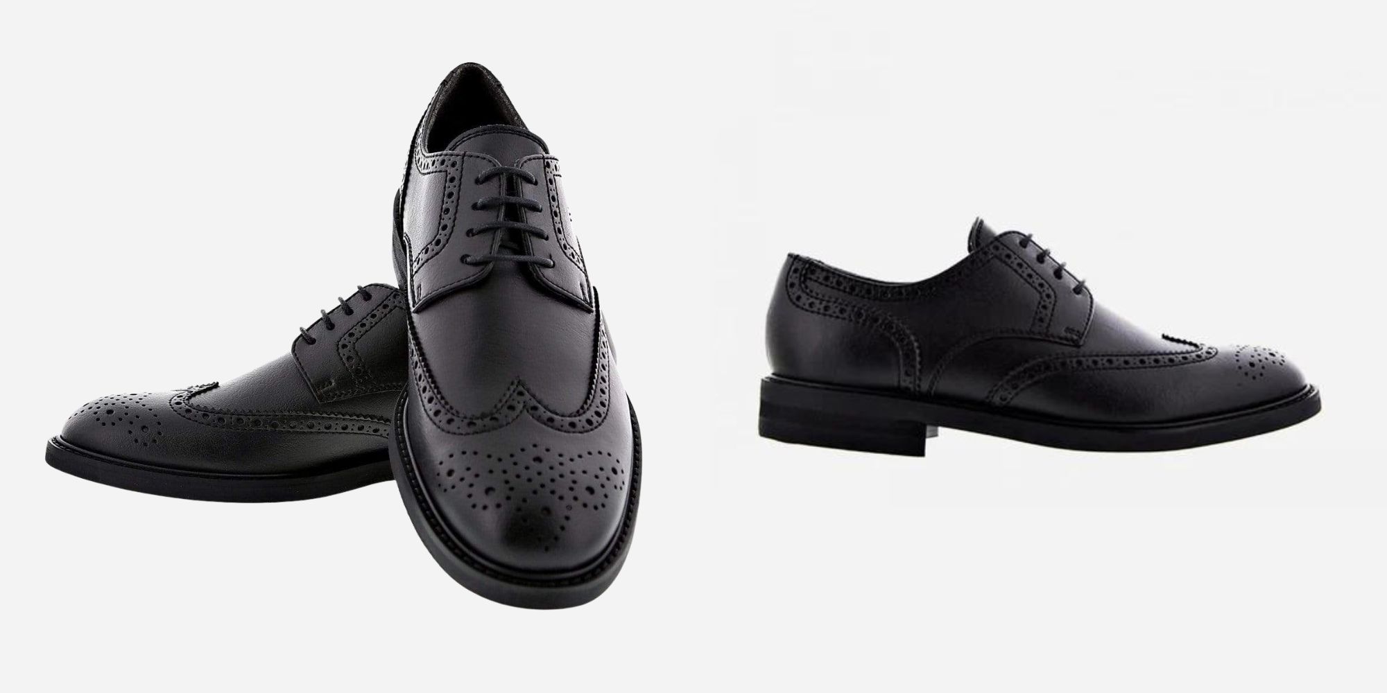 Black brogued men's dress shoes by NOAH.