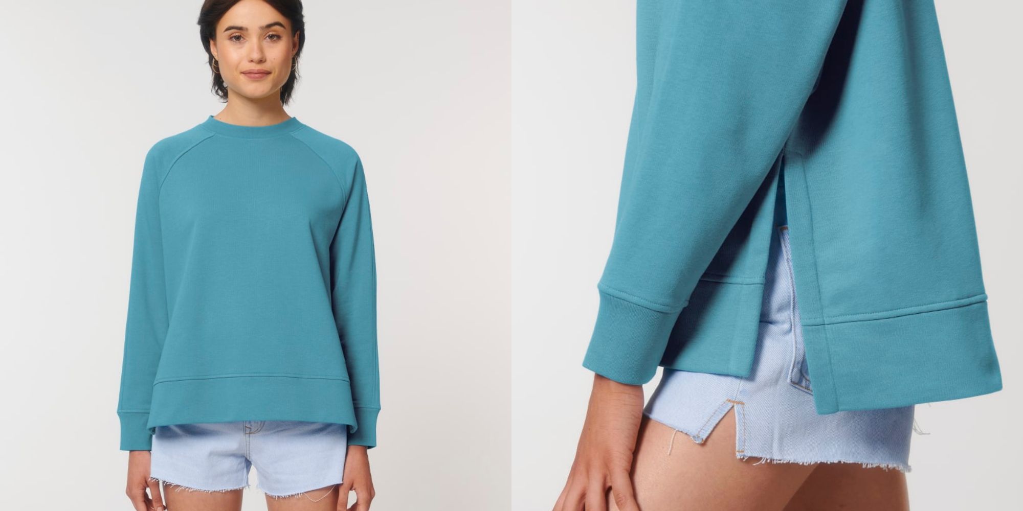A blue split side sweater by STANLEY/STELLA.