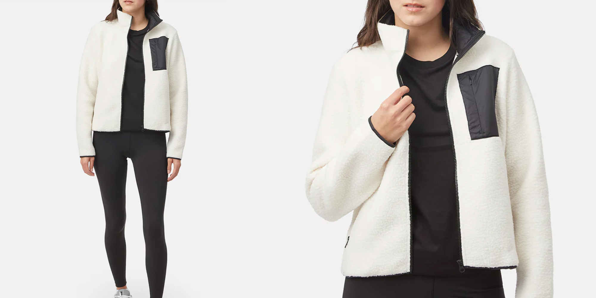 A woman wearing a sustainable jacket by tentree.