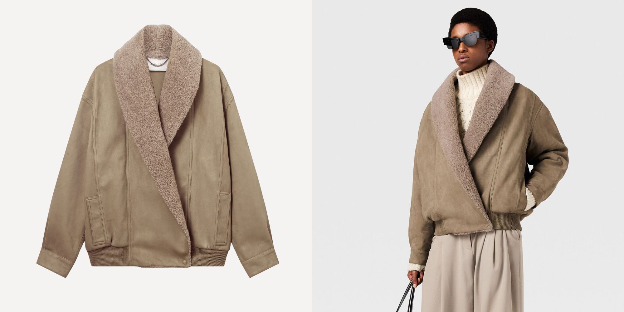 tan vegan suede shearling jacket from stella mccartney