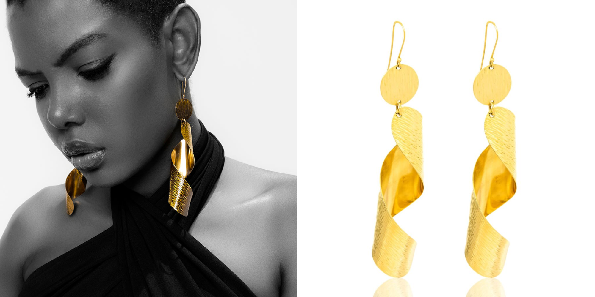 Brass golden earrings by Adele Dejak.