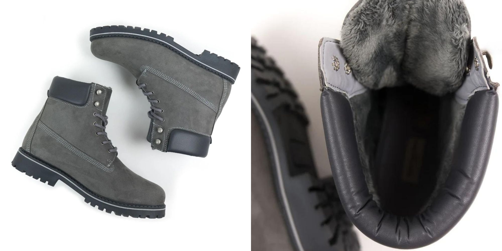 Grey insulated warm unisex vegan boots by Will's Vegan Store.