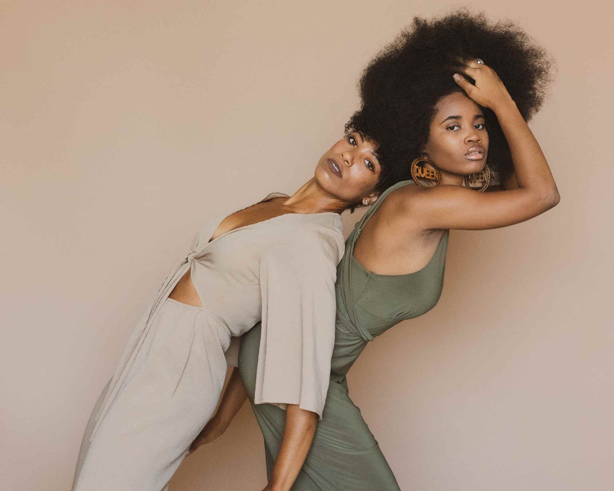 people wearing khaki and beige outfits