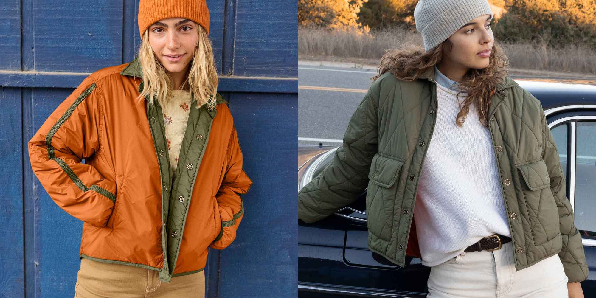 people wearing reversible nomader jacket from toad&co