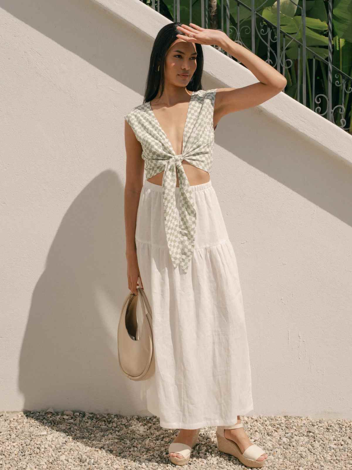 person wearing linen outfit from whimsy and row