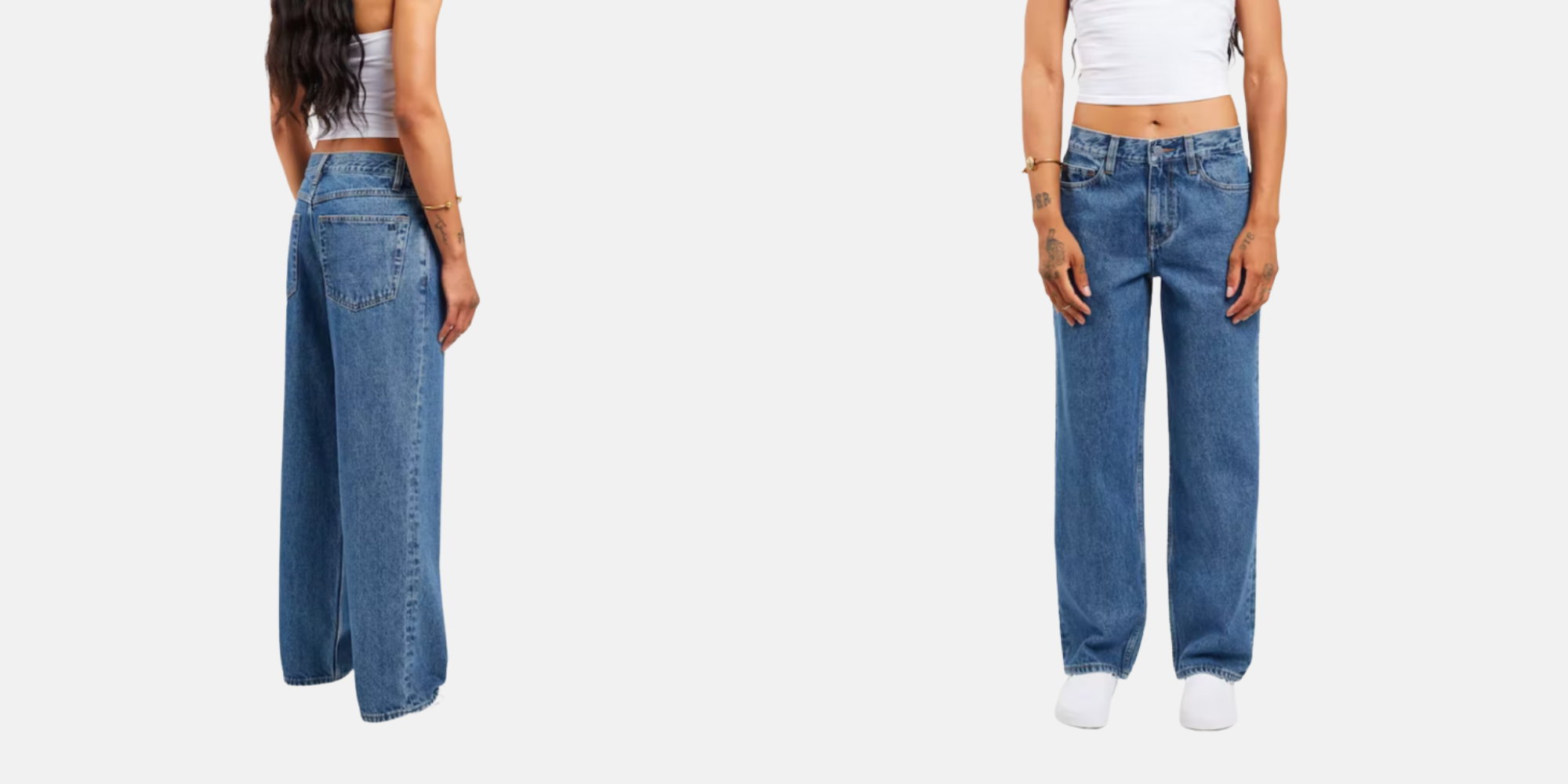 A pair of classic blue baggy jeans by unspun.