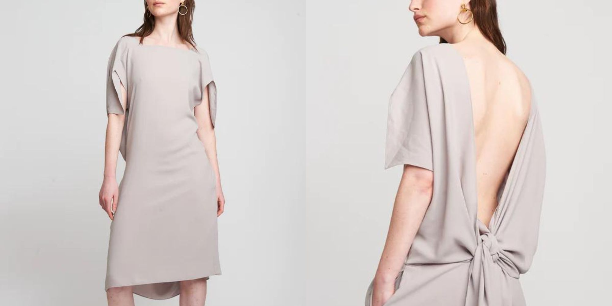 An open back Japanese satin unique wedding dress by The R Collective.