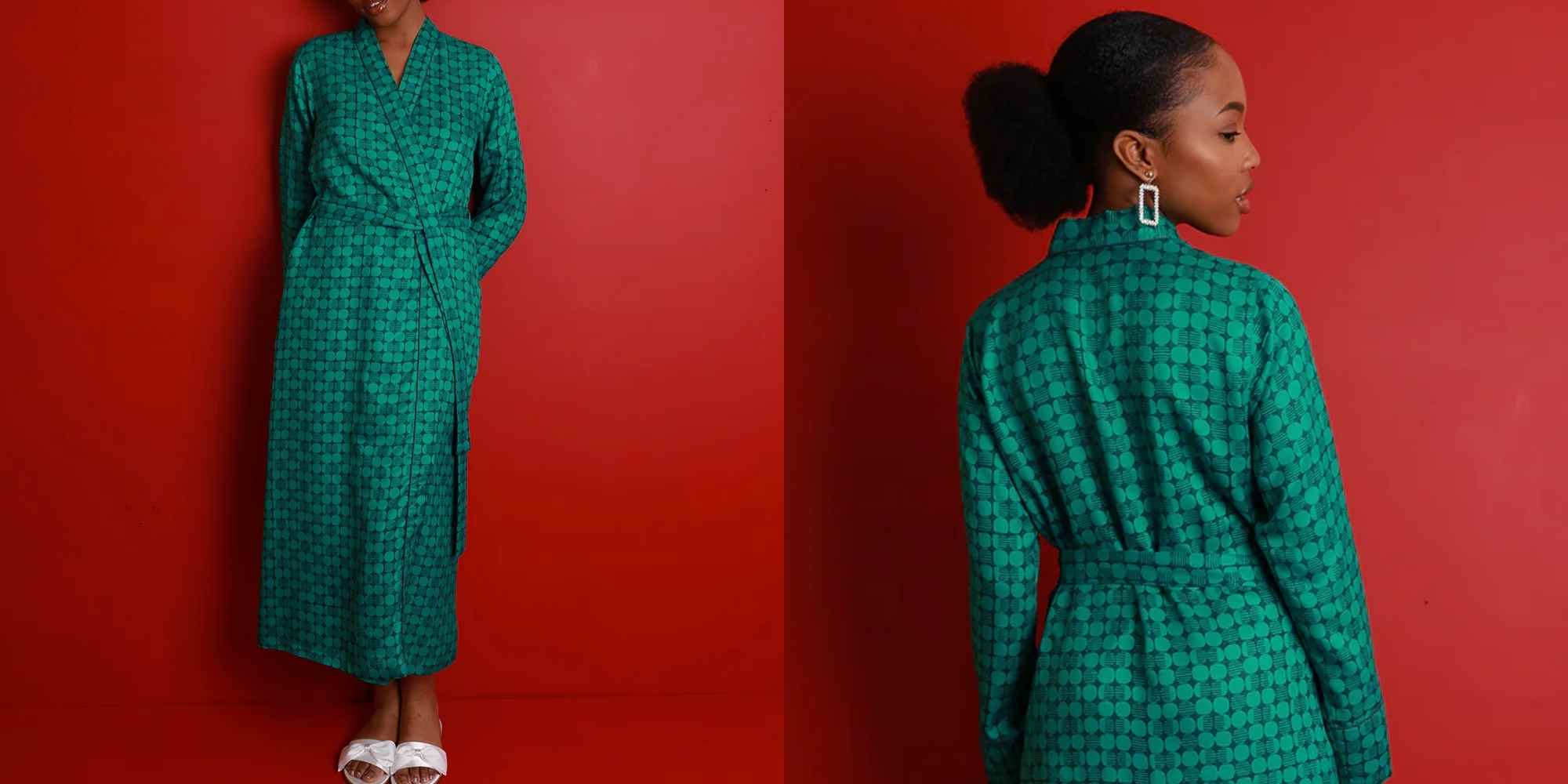 Green silk robe