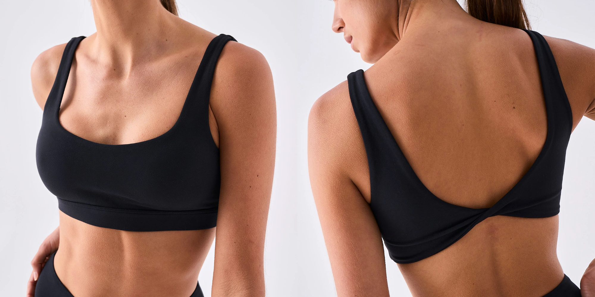 Someone wearing black Dharma Bums sports bra.