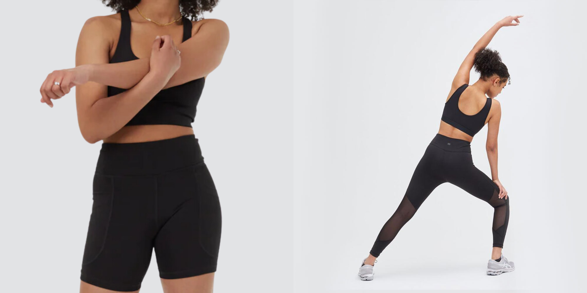 Someone stretching in more sustainable activewear by tentree.