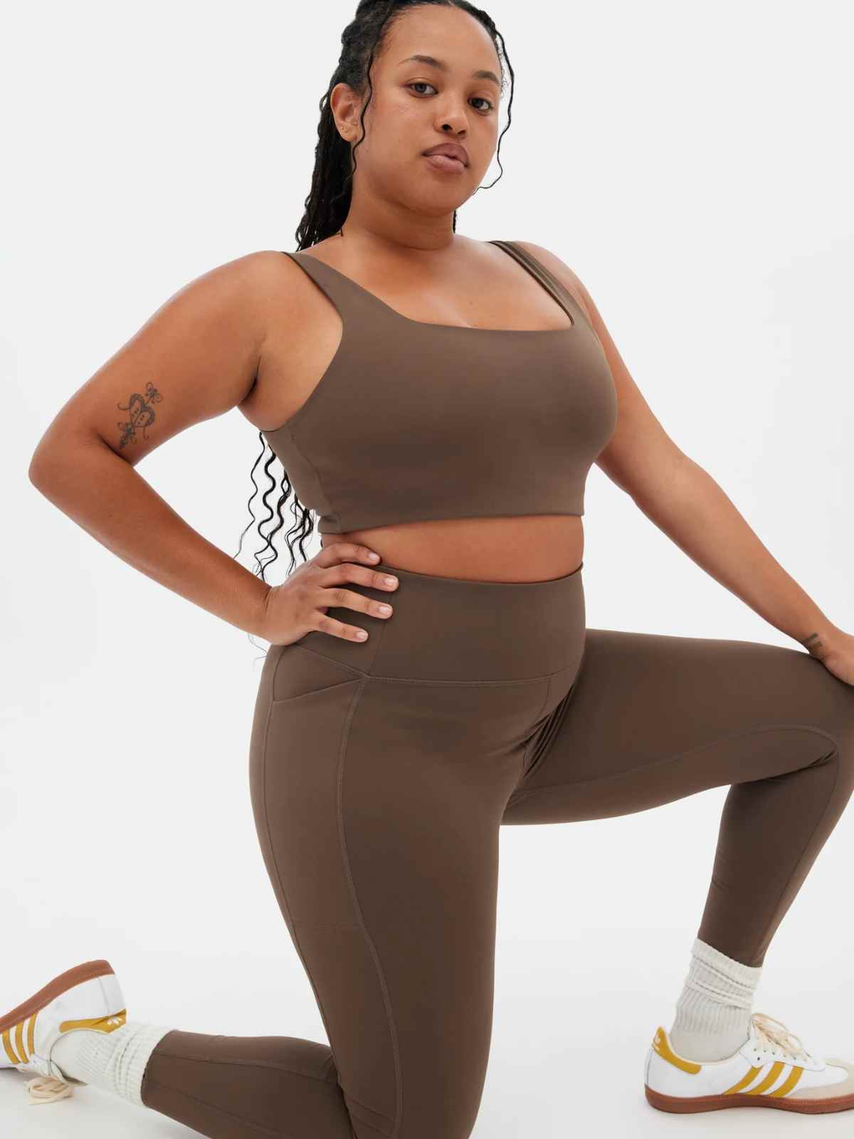 person wearing more sustainable activewear from girlfriend collective