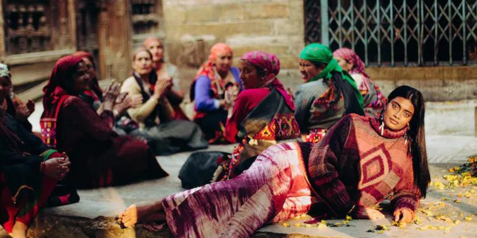 A group of people wearing colourful clothes by Dutch brand Zazi.