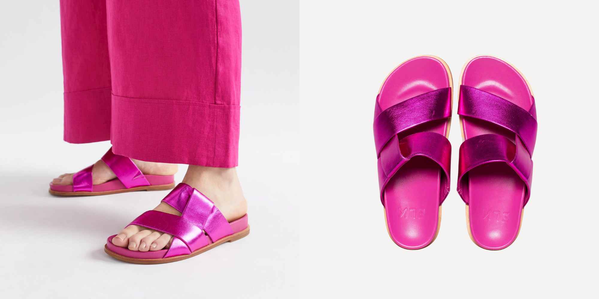 Metallic pink sandals