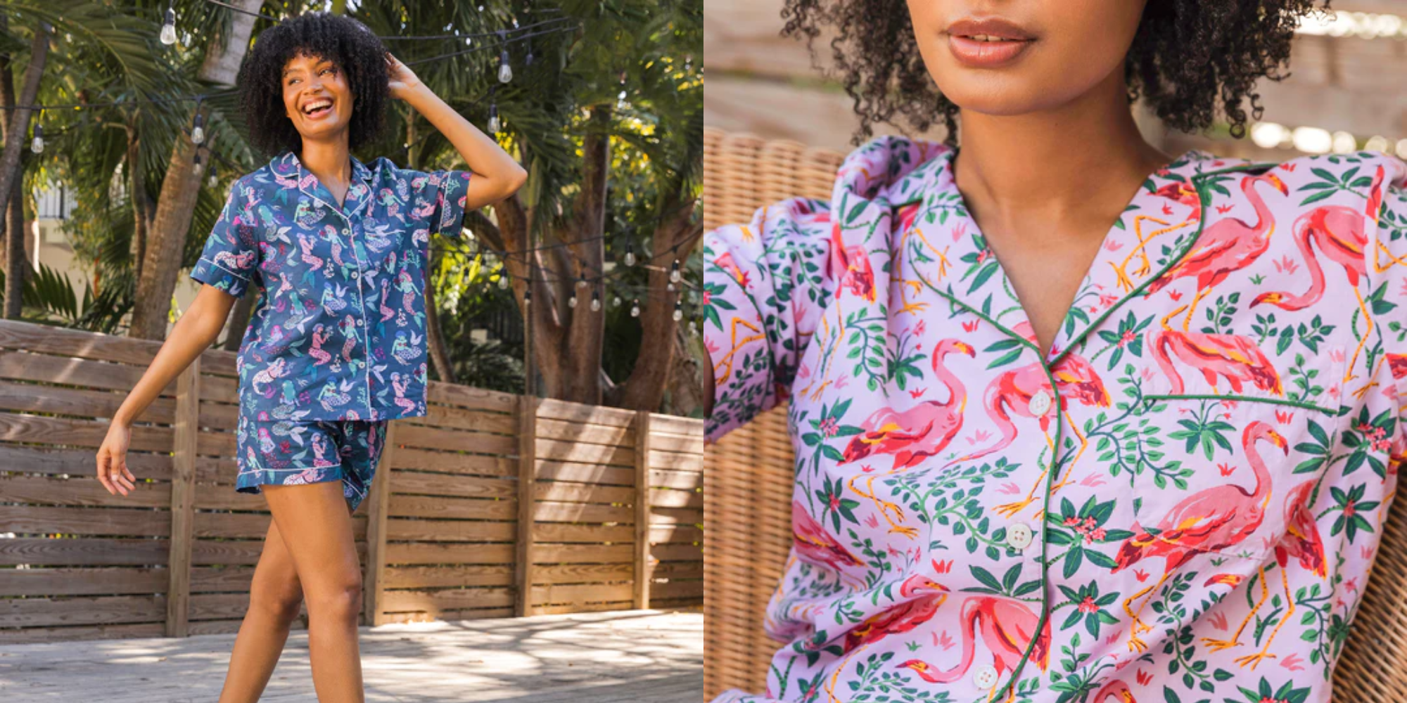 Someone wearing PJ sets by Printfresh.