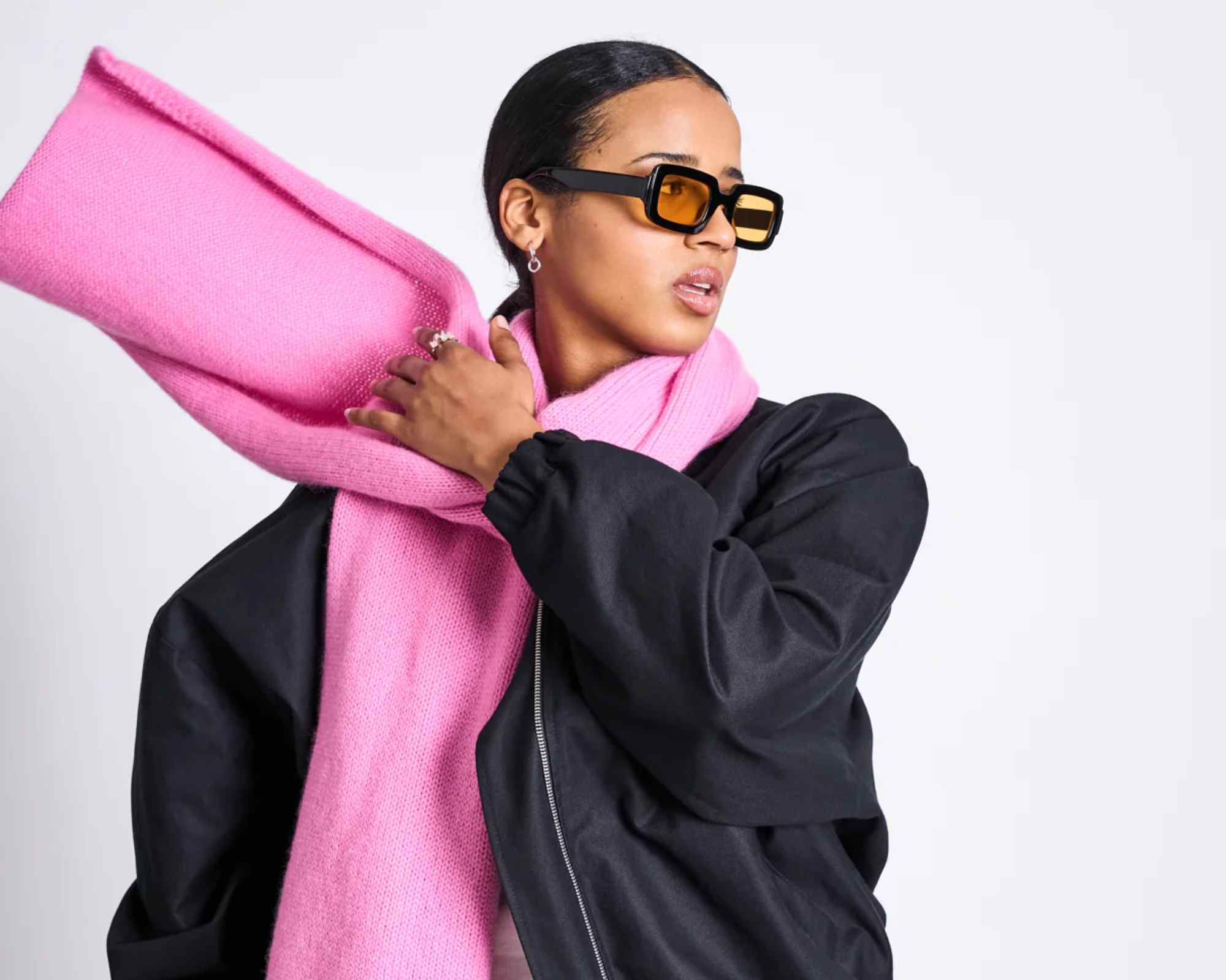 person wearing pink scarf from jan n june