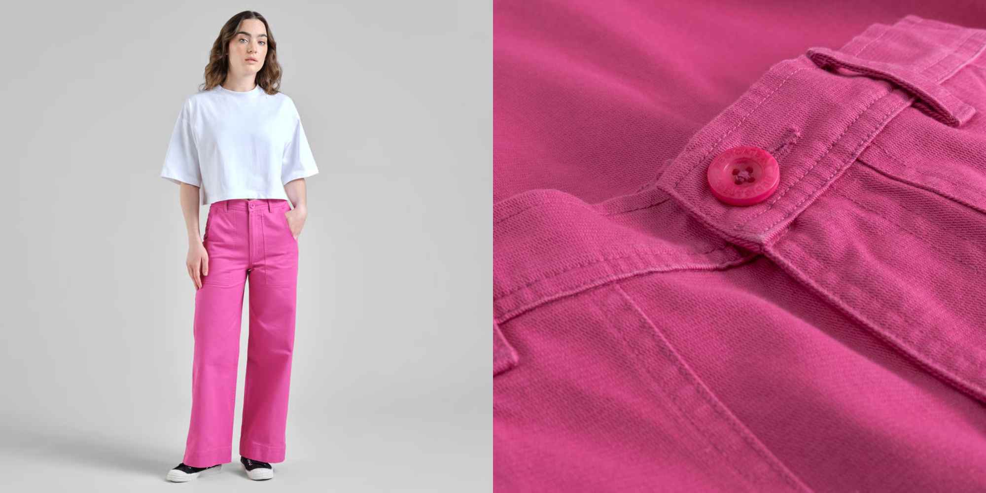 pink workwear trousers from dedicated