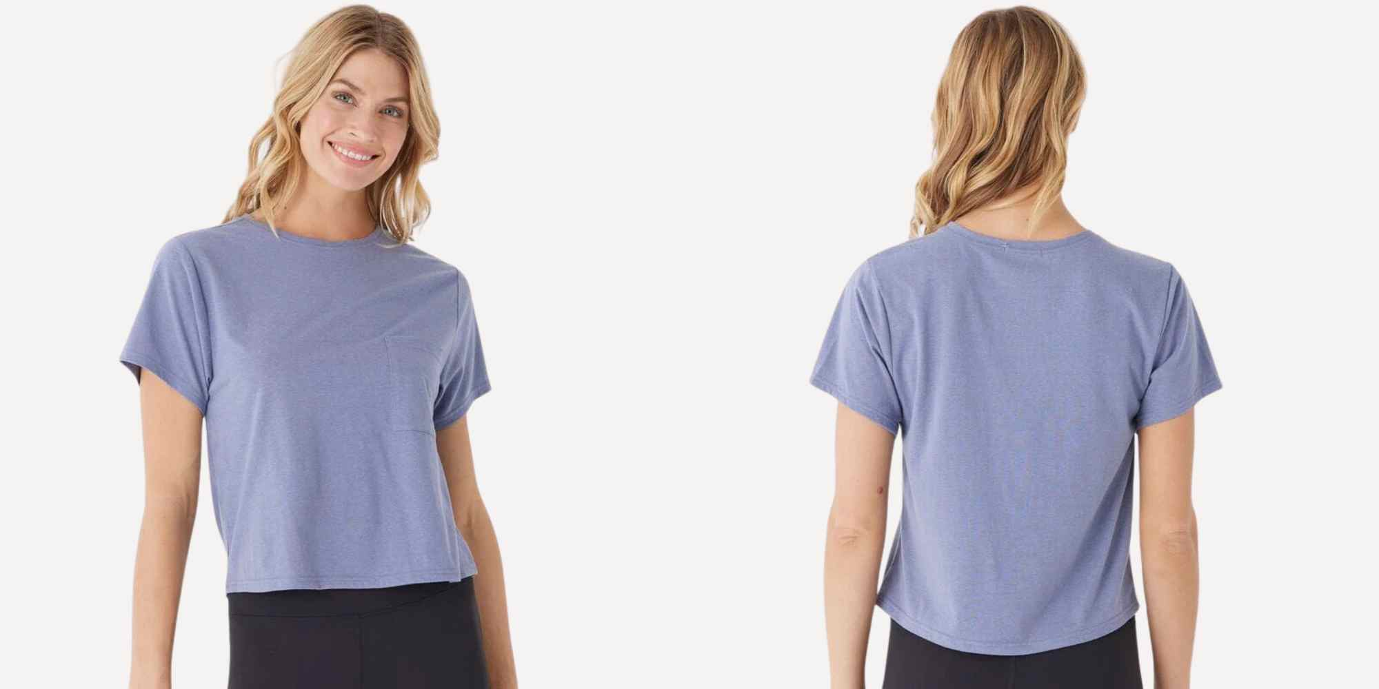 Person wearing cotton tshirt from Threads 4 Thought