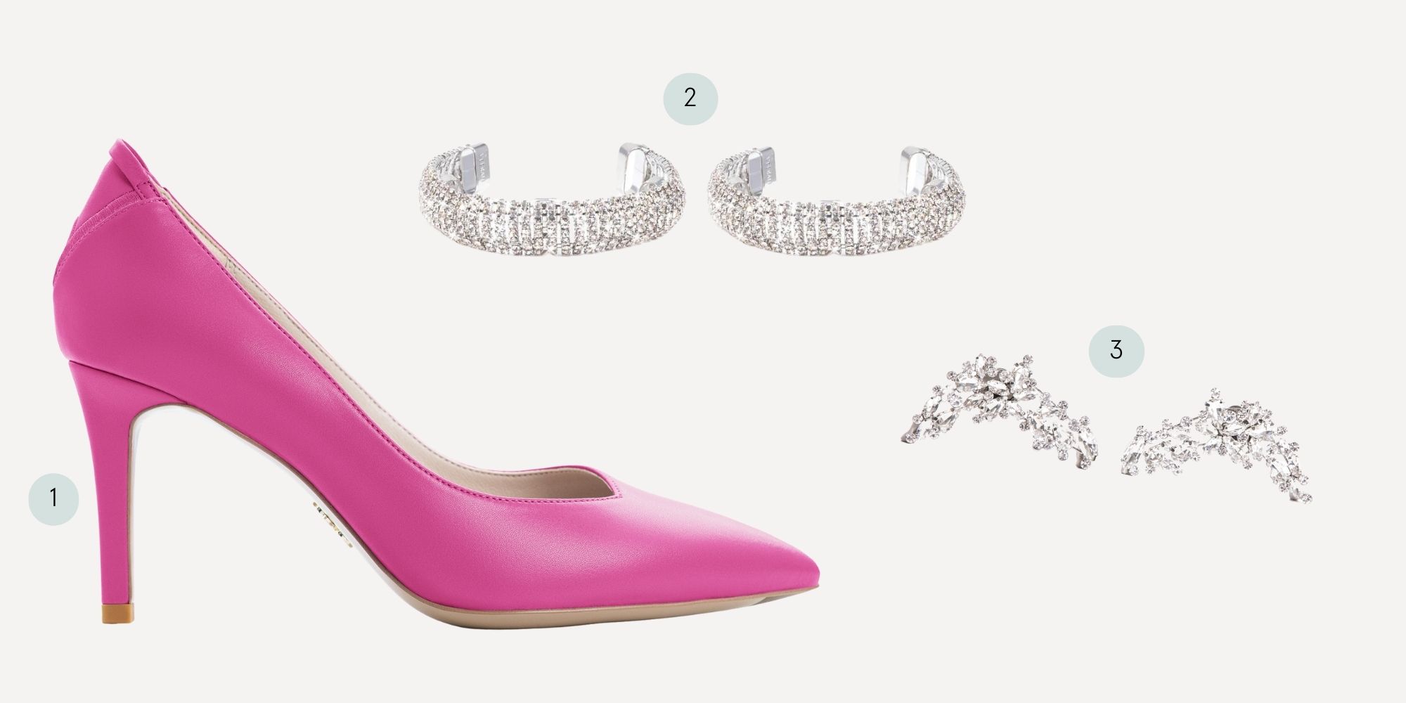 A hot pink pump and accessories by VEERAH.