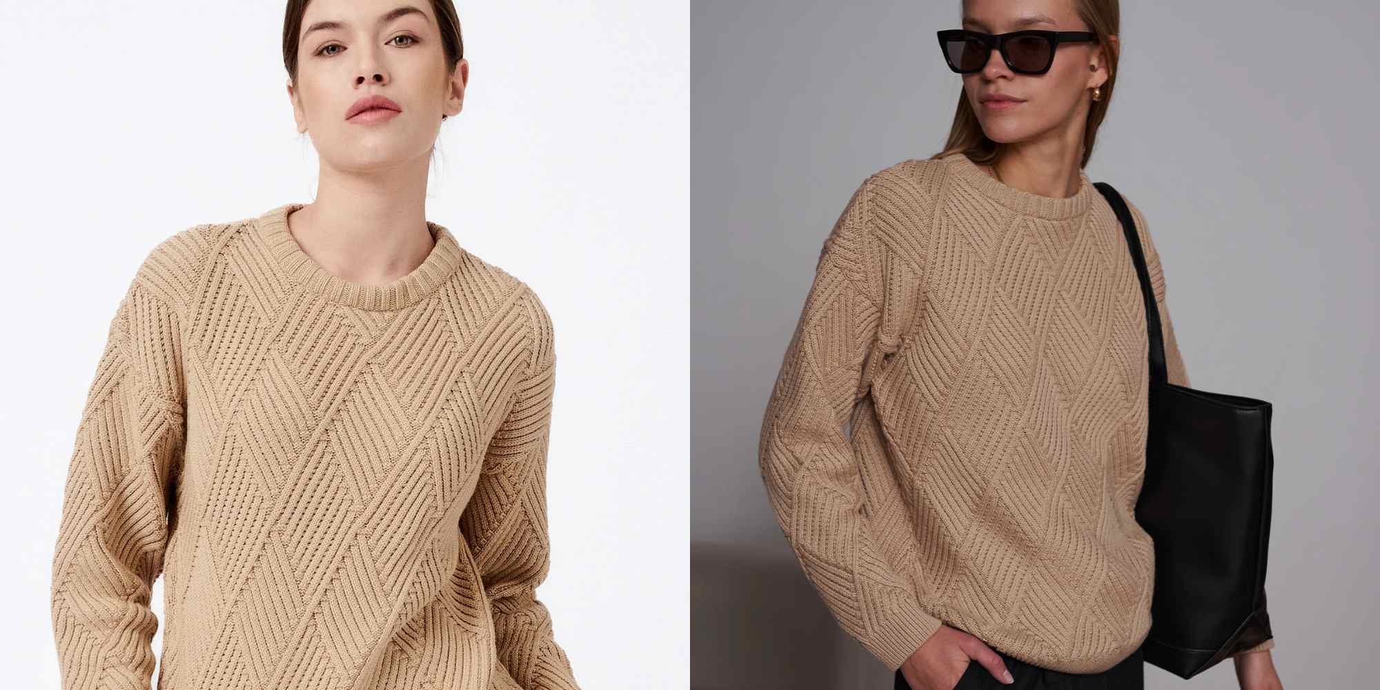 person wearing knitted cotton jumper from mila vert