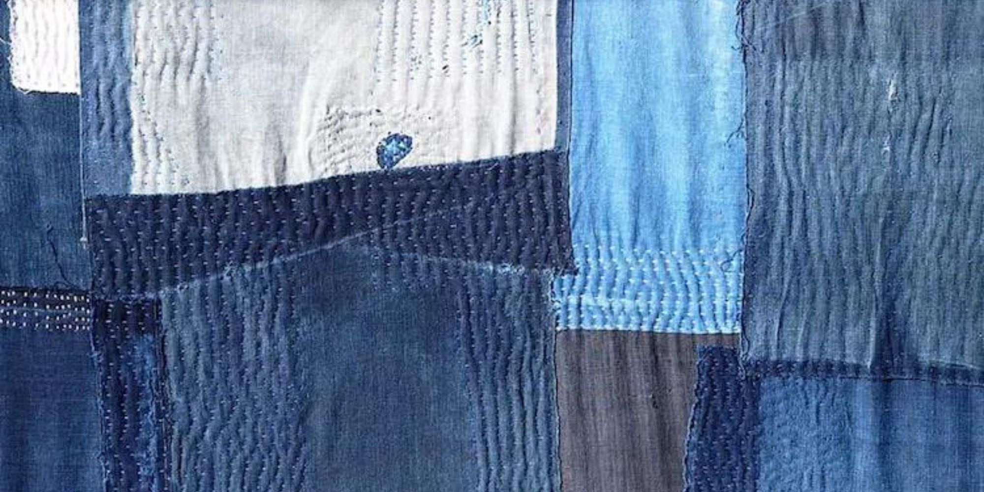 A close up of a traditional Japanese fabric technique called Sashiko by brand TERAS.