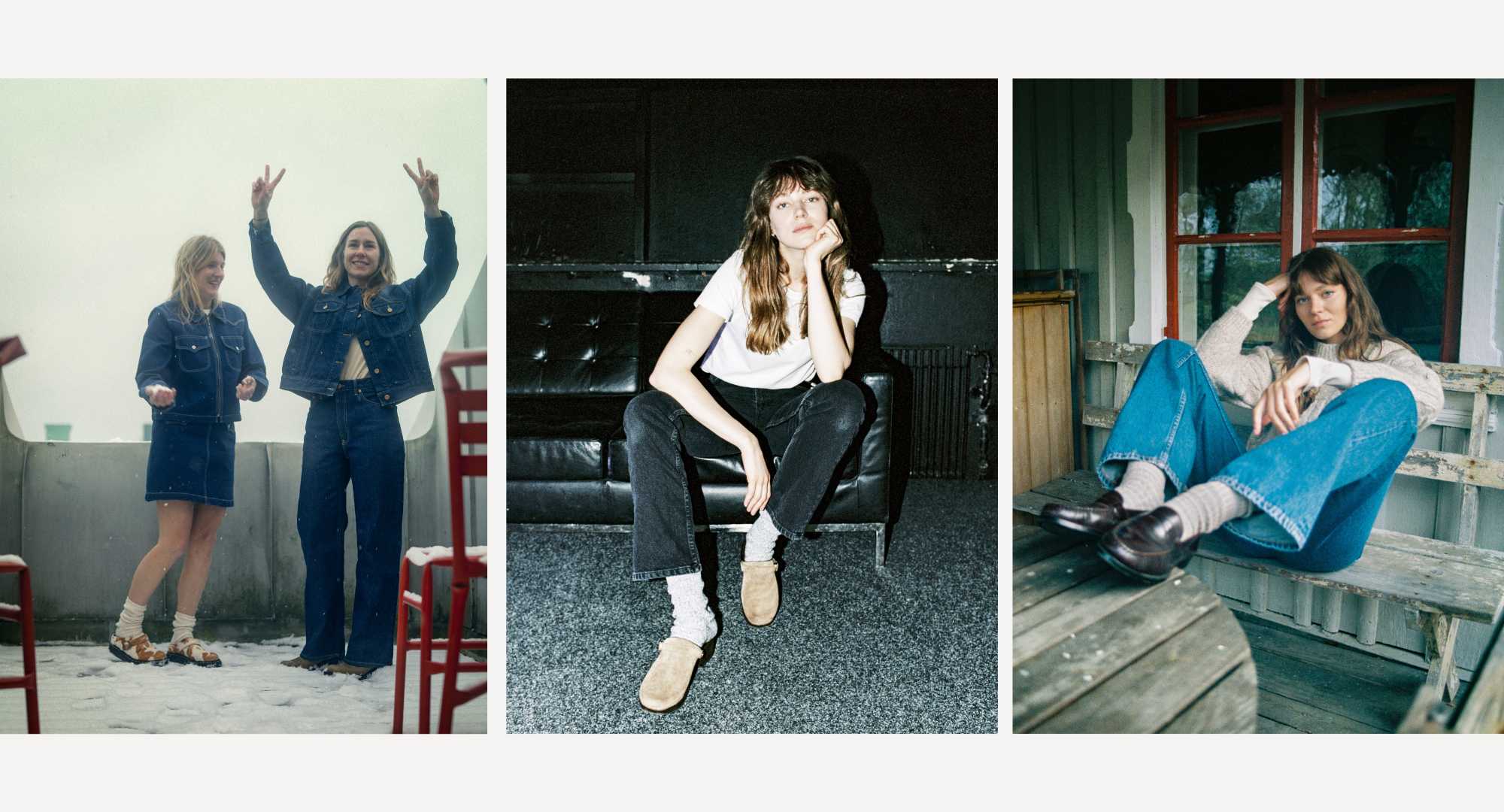 Models wearing denim from Nudie Jeans