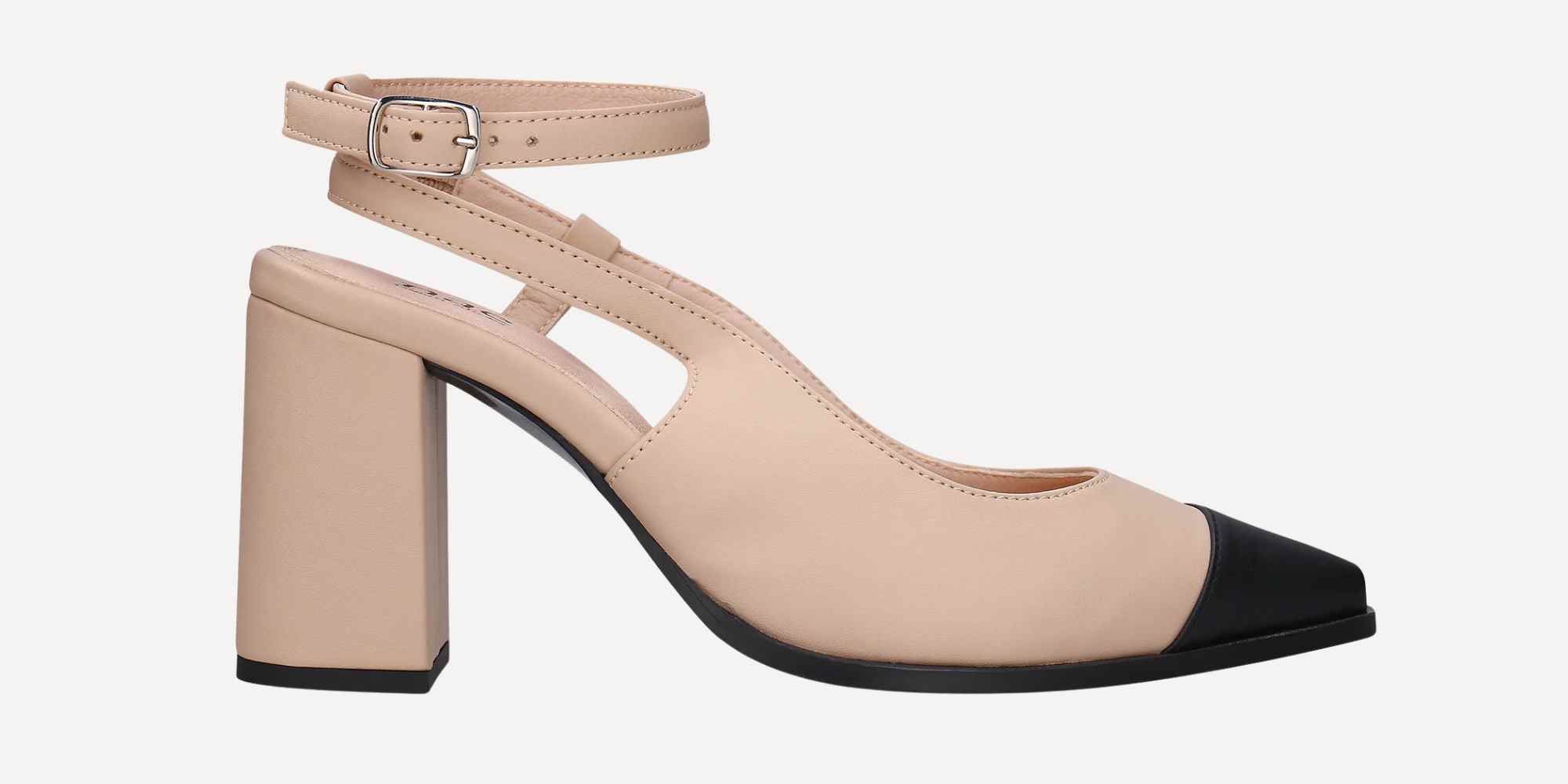 beige and black heeled sandals from nae