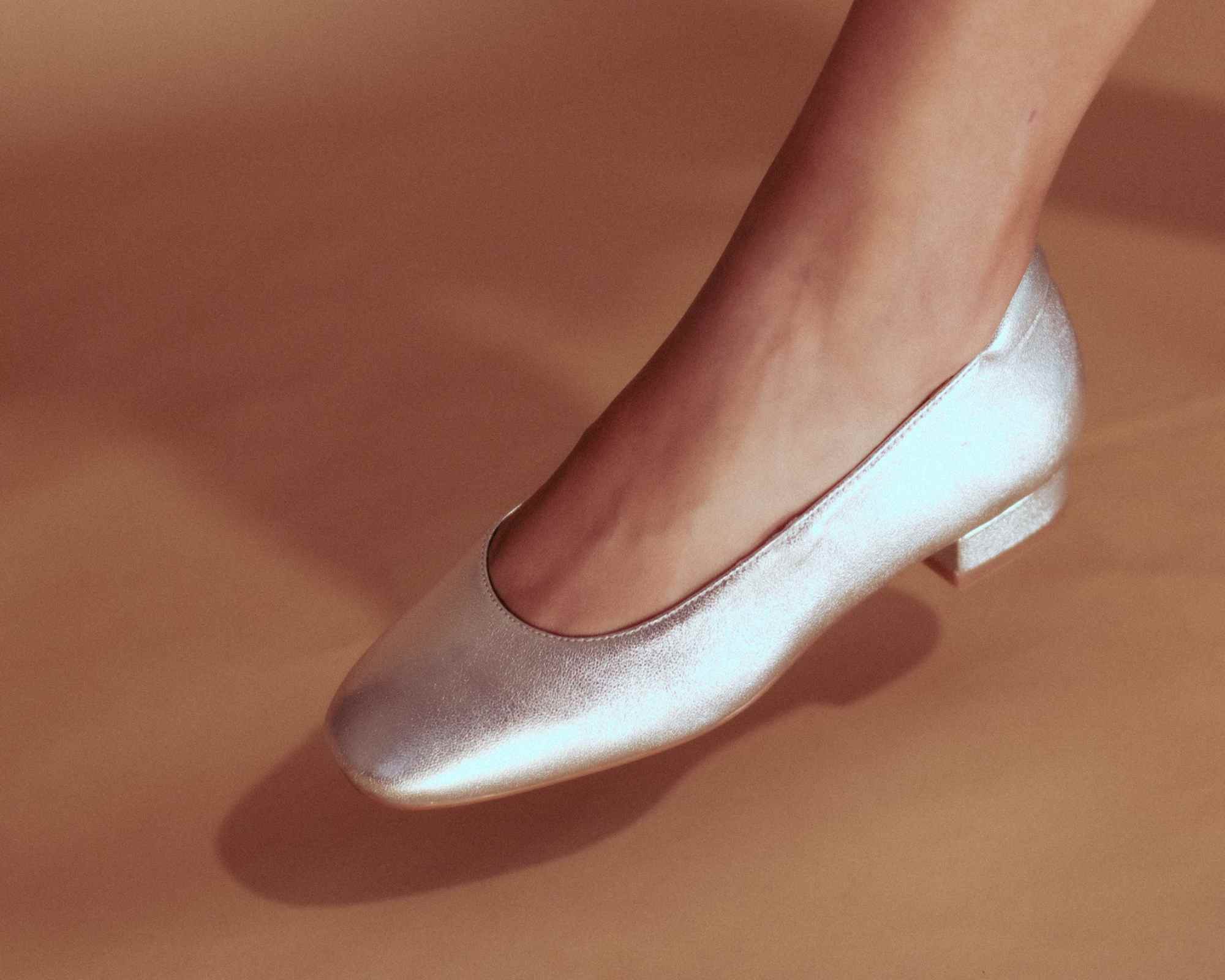 more sustainable metallic flat shoes from bhava