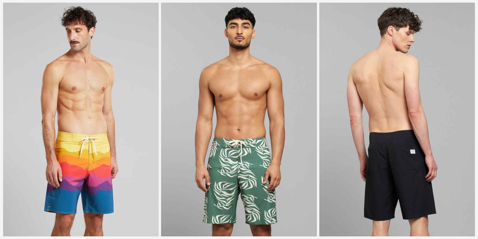 Men wearing more sustainable swimwear by Dedicated