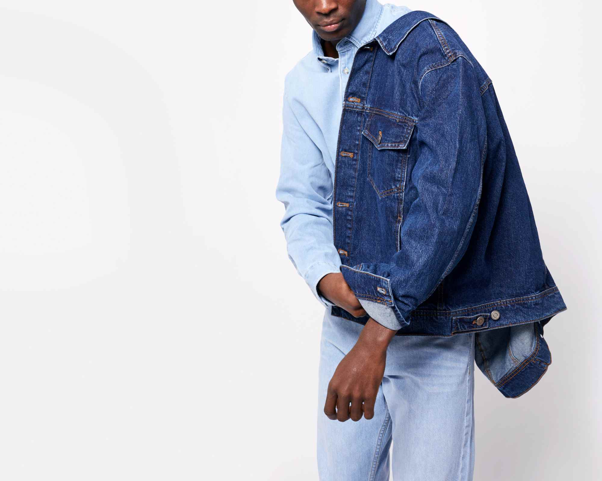man wearing denim
