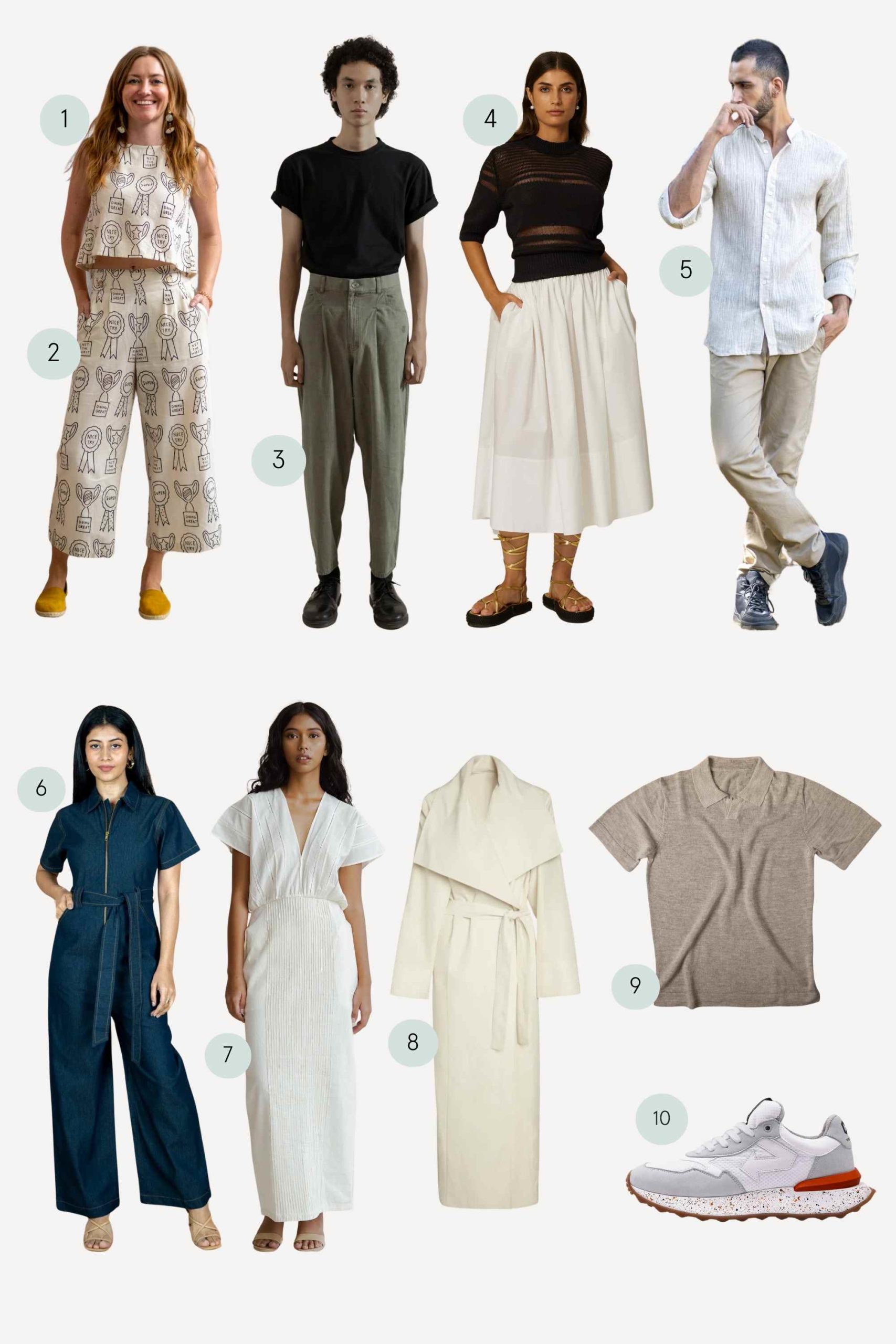 collage of more sustainable clothing picks