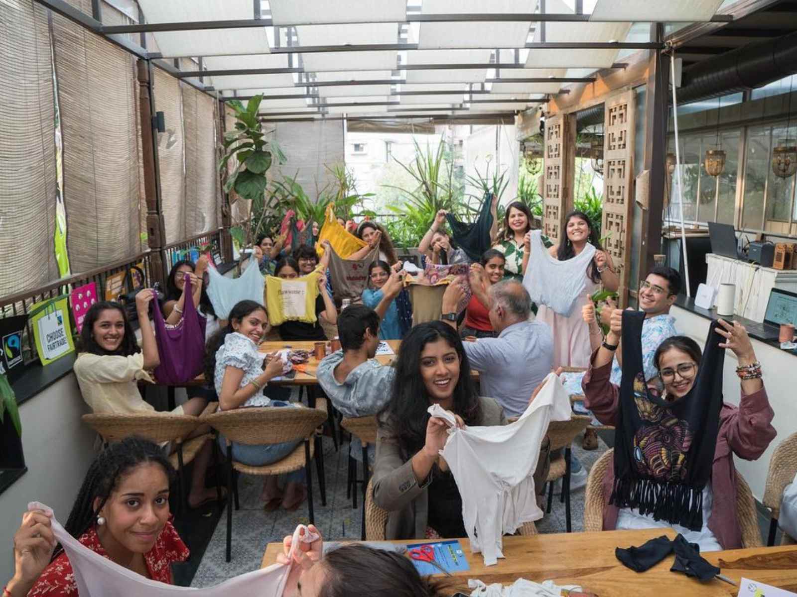 People gather for Fashion Revolution India