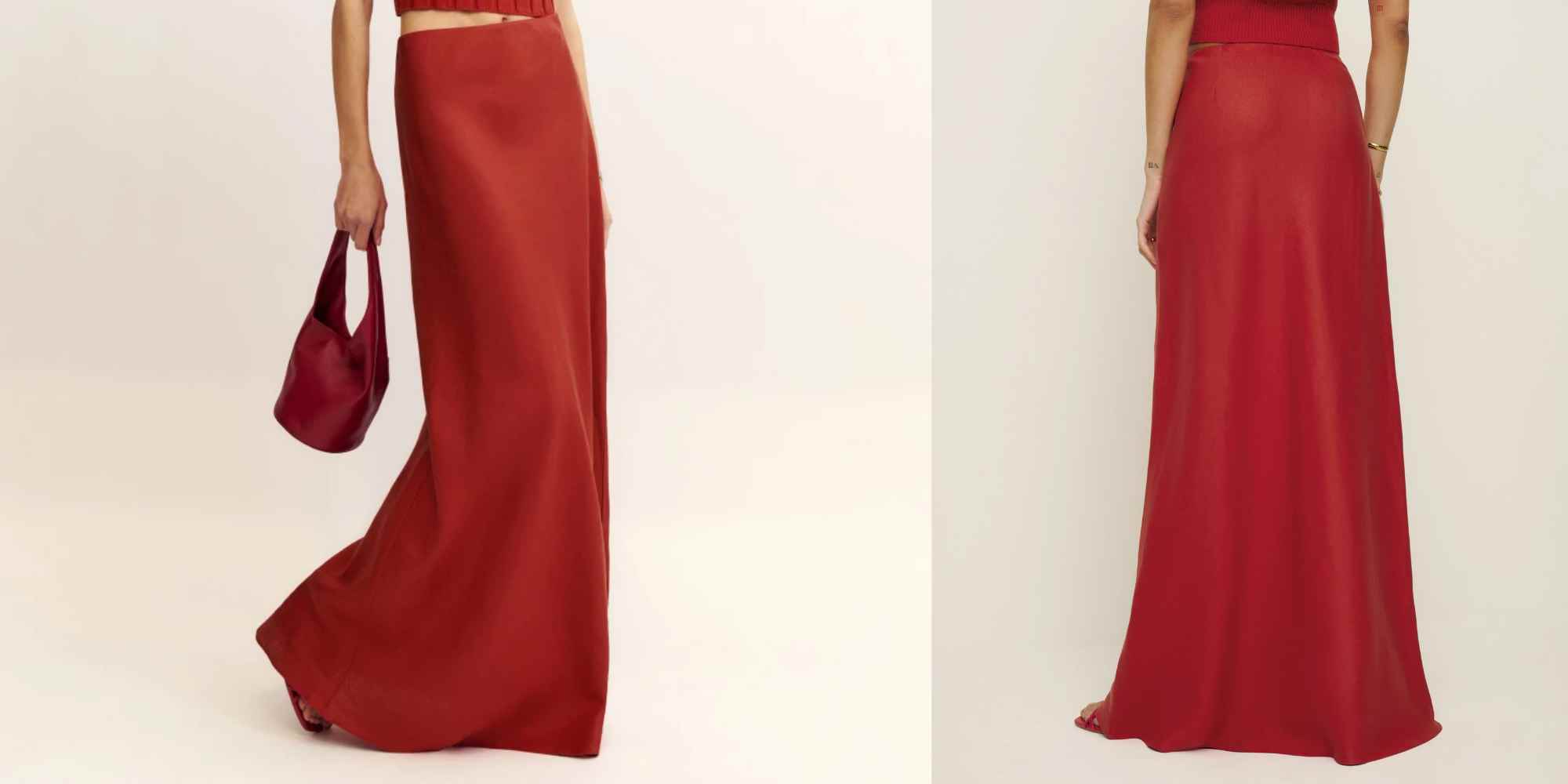 Person wearing reformation skirt