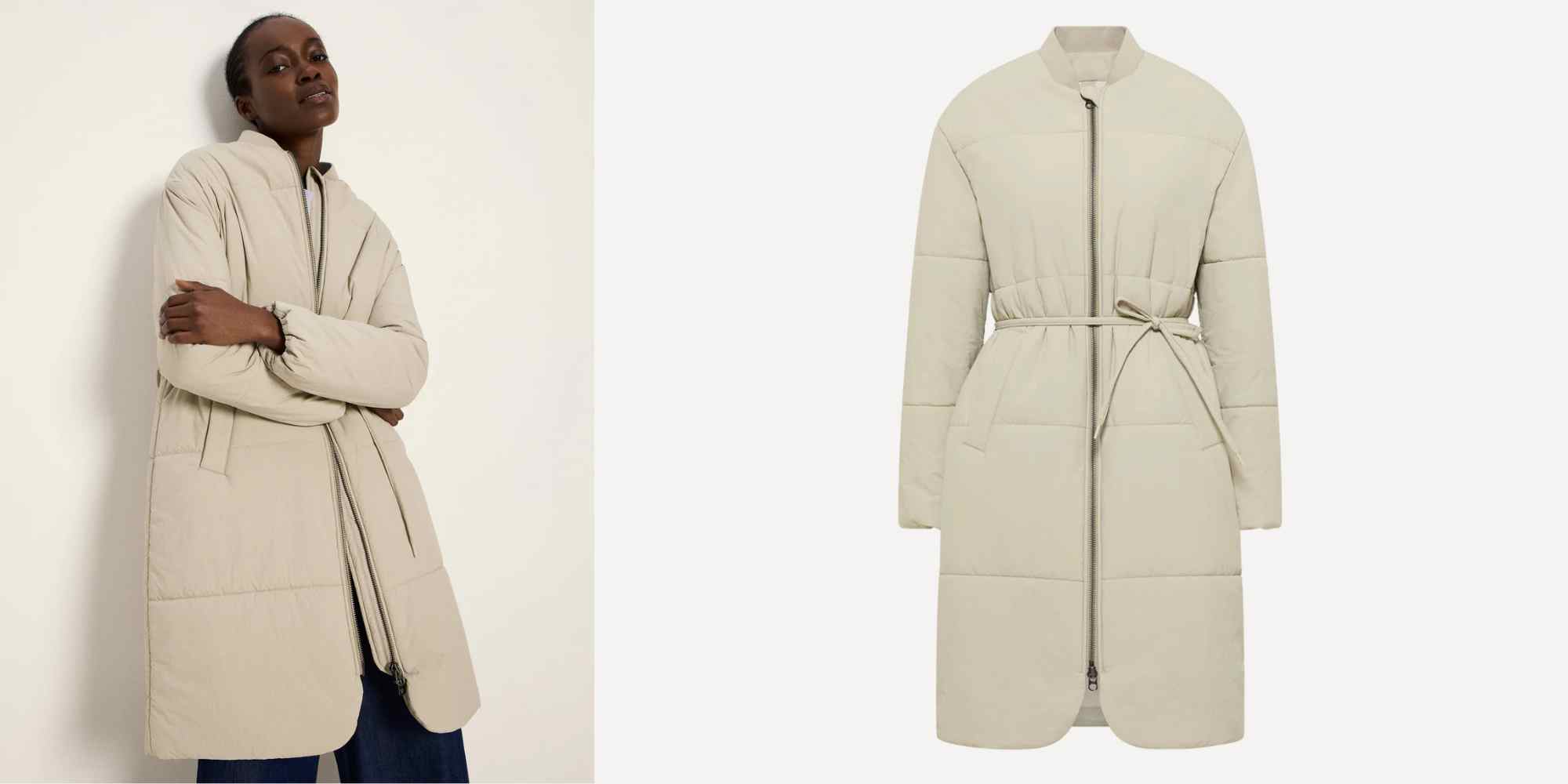 beige puffer coat from lanius