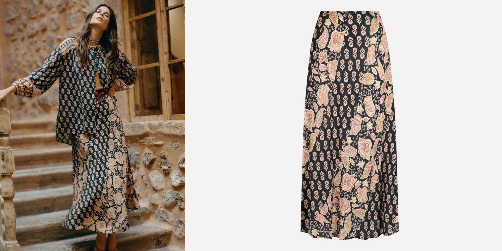 printed maxi skirt from spell