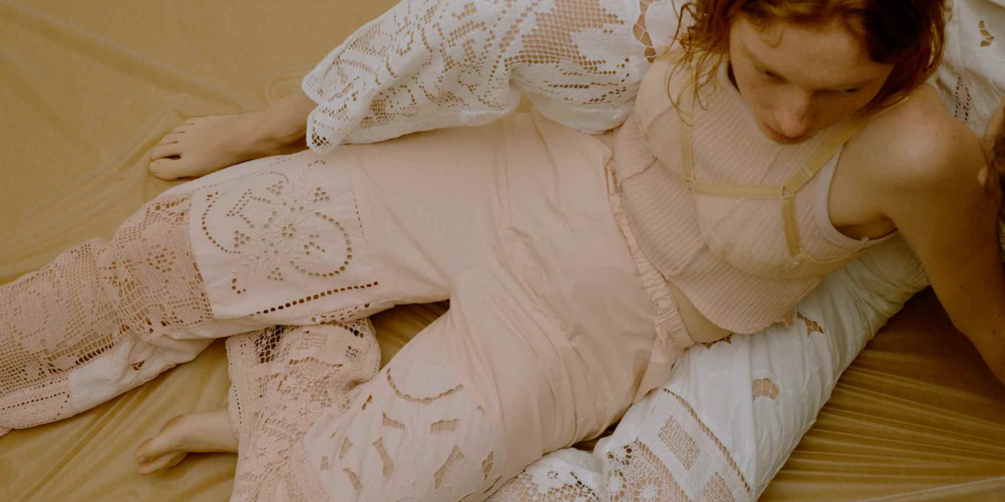 Model wearing malion vintage clothing