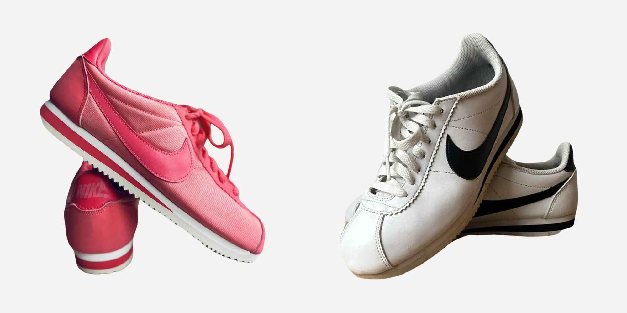 Red and white Nike Cortez sneakers