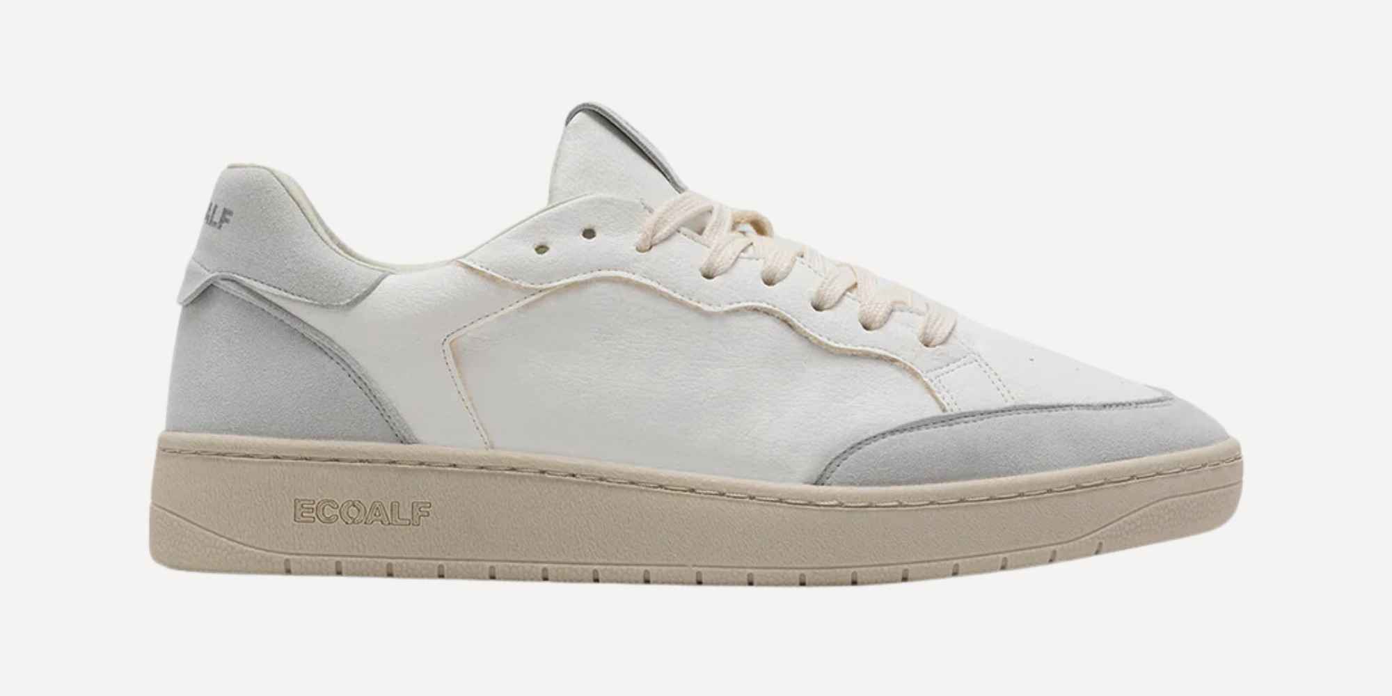 Grey and white sneakers