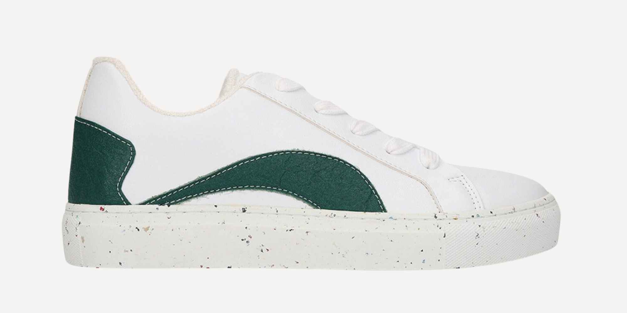 Green and white vegan sneakers