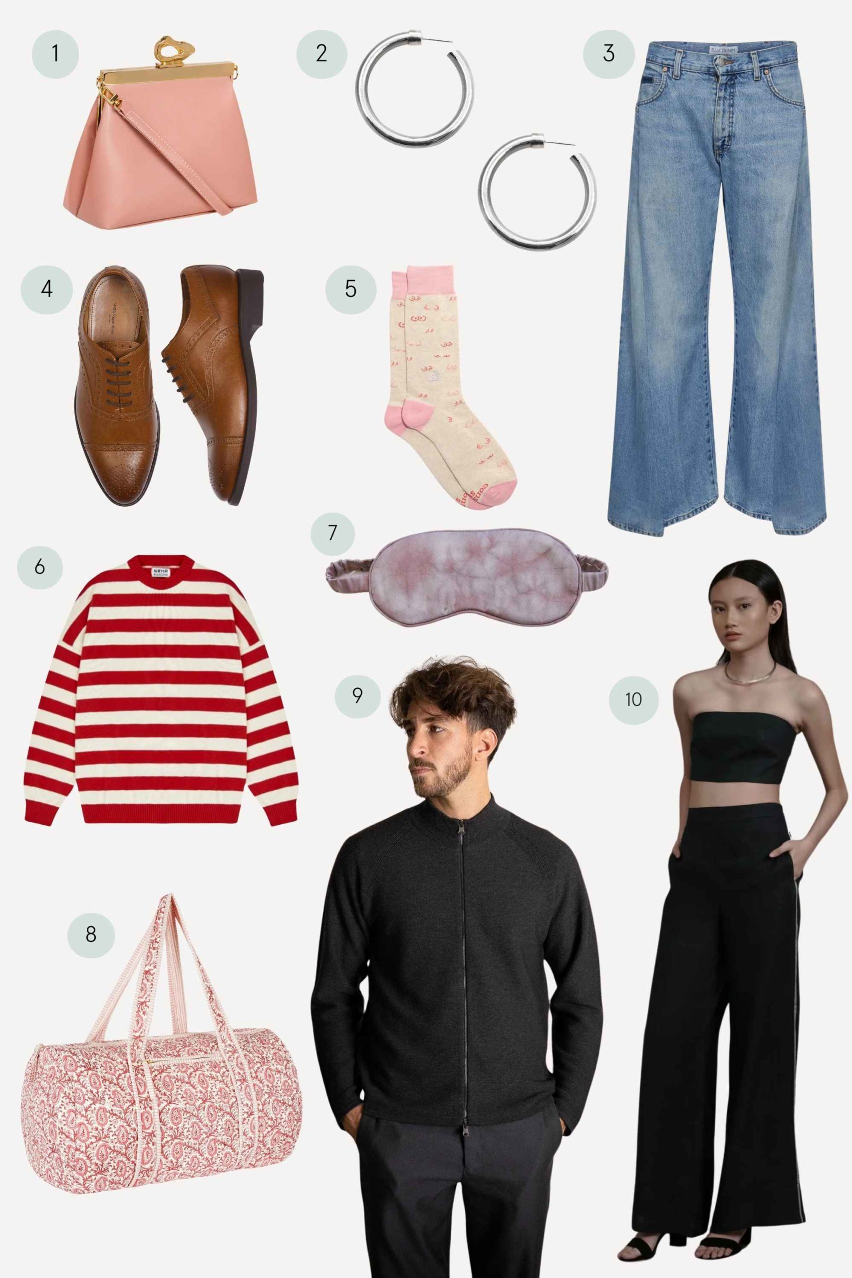 Collage featuring more sustainable clothes and accessories