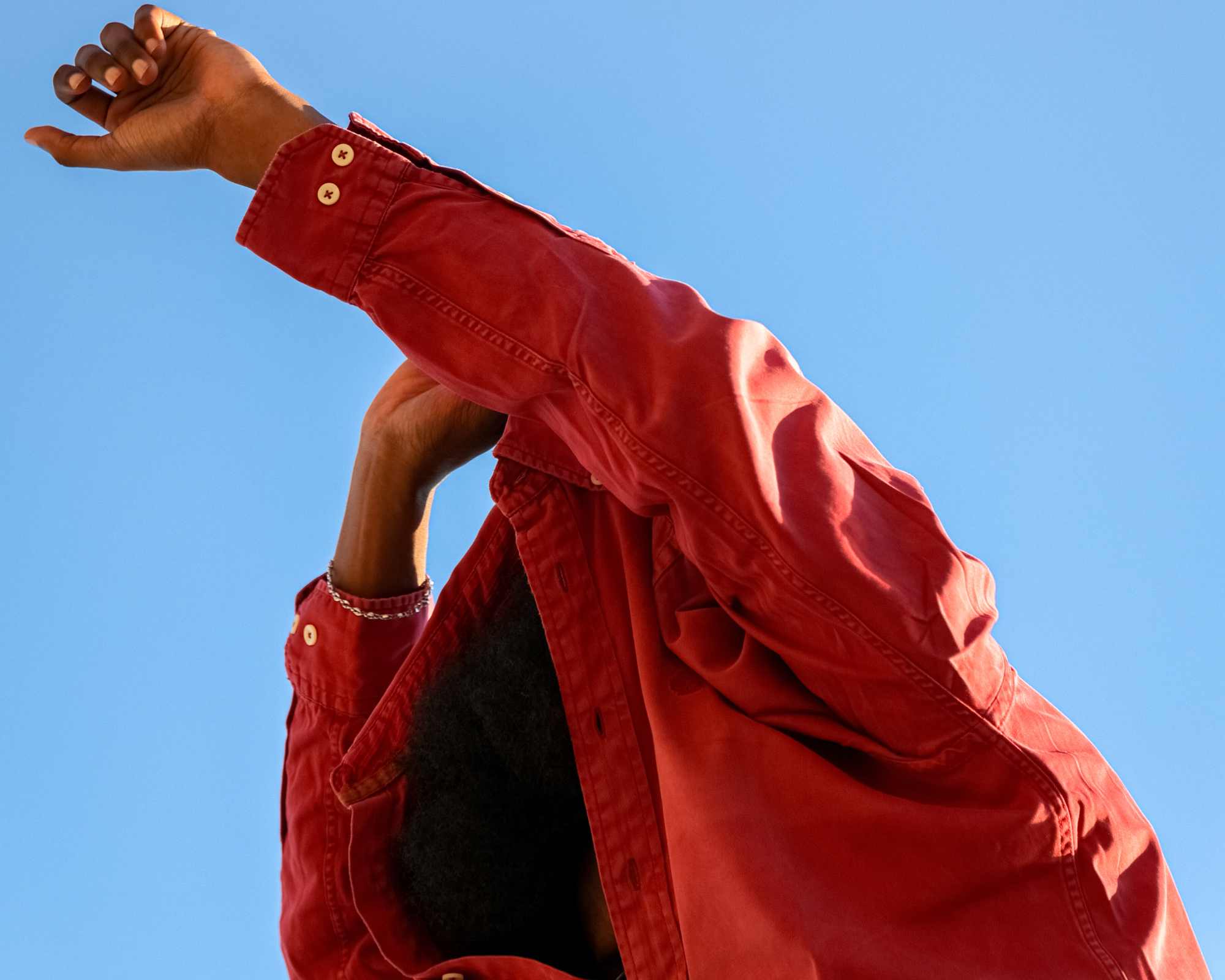 Person in a red jacket