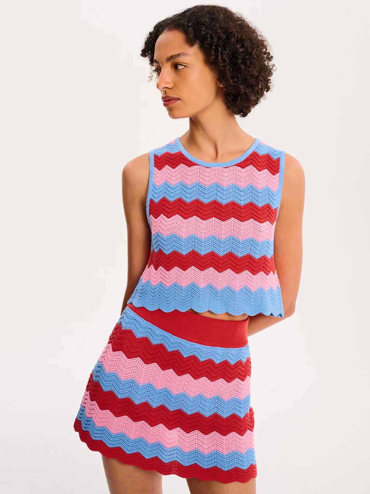 person wearing colourful outfit from omnes