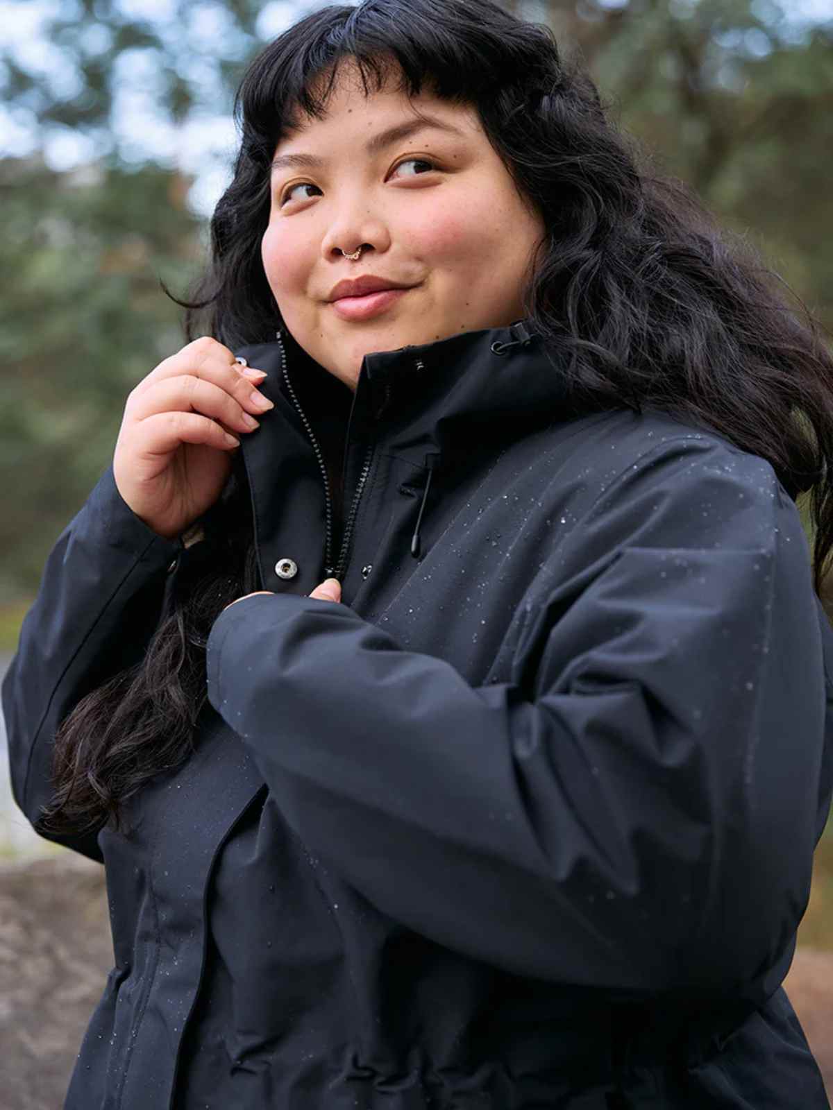 person wearing waterproof coat from amble outdoors