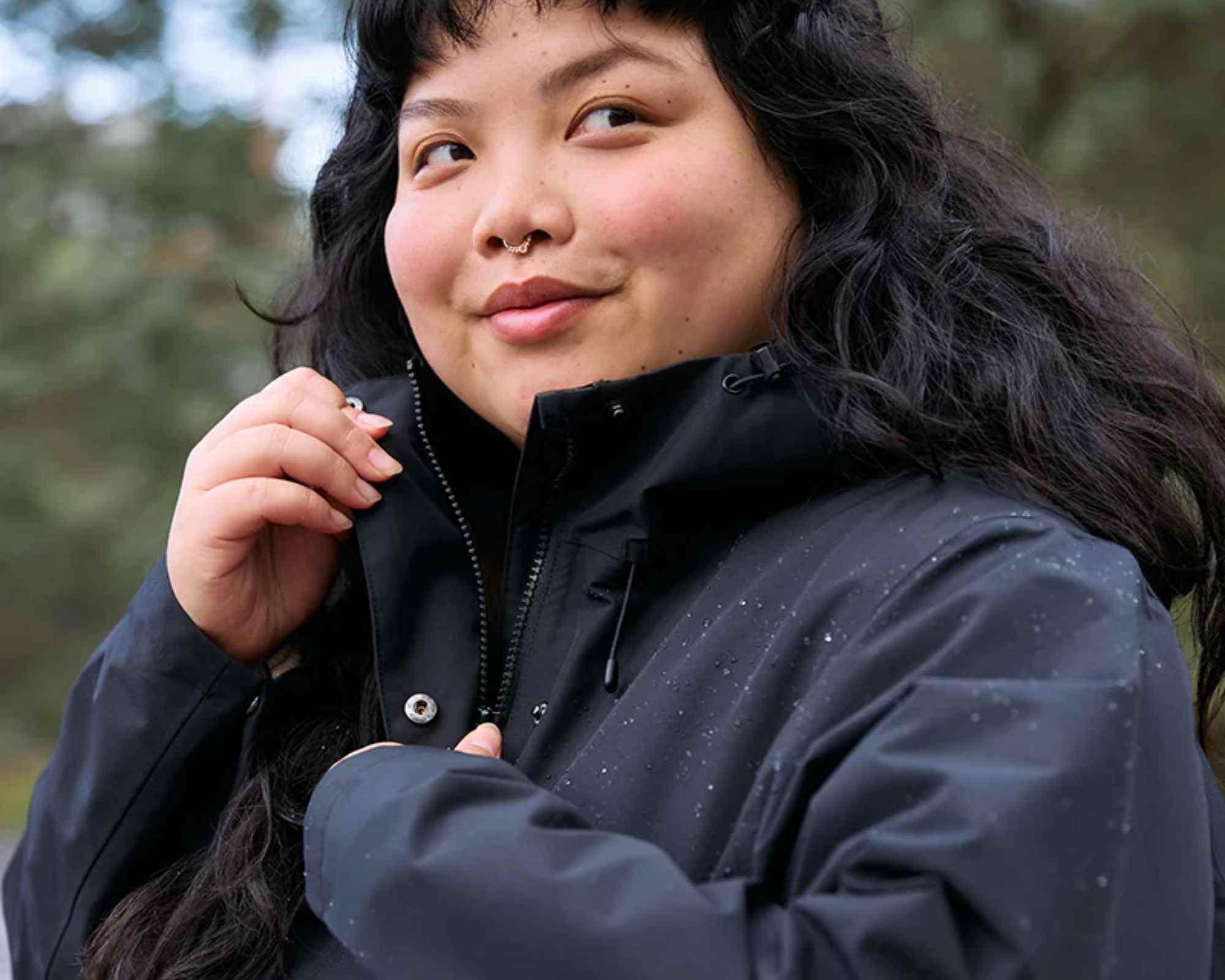 person wearing waterproof coat from amble outdoors